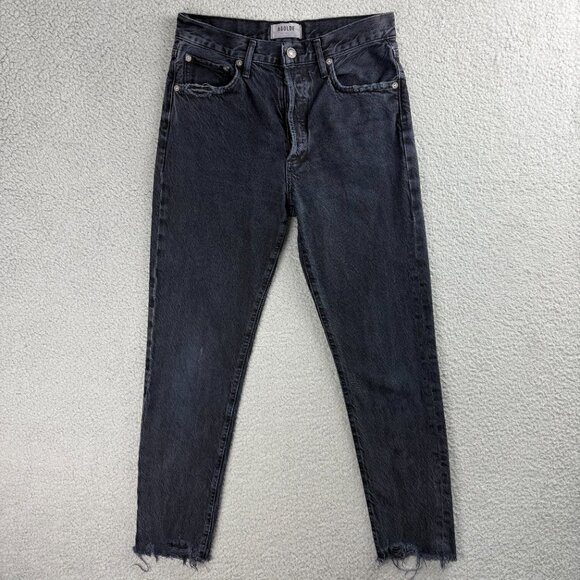 AGOLDE Jeans Womens 26 Pants Black Jamie Distressed Frayed Hem High Rise Denim 1 - Picture 2 of 12